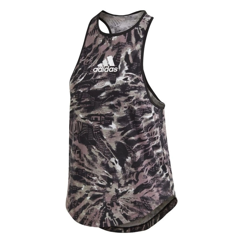 Adidas Women's Univ Racer Back Tank Top - Grey/Black - Plus Size 1X